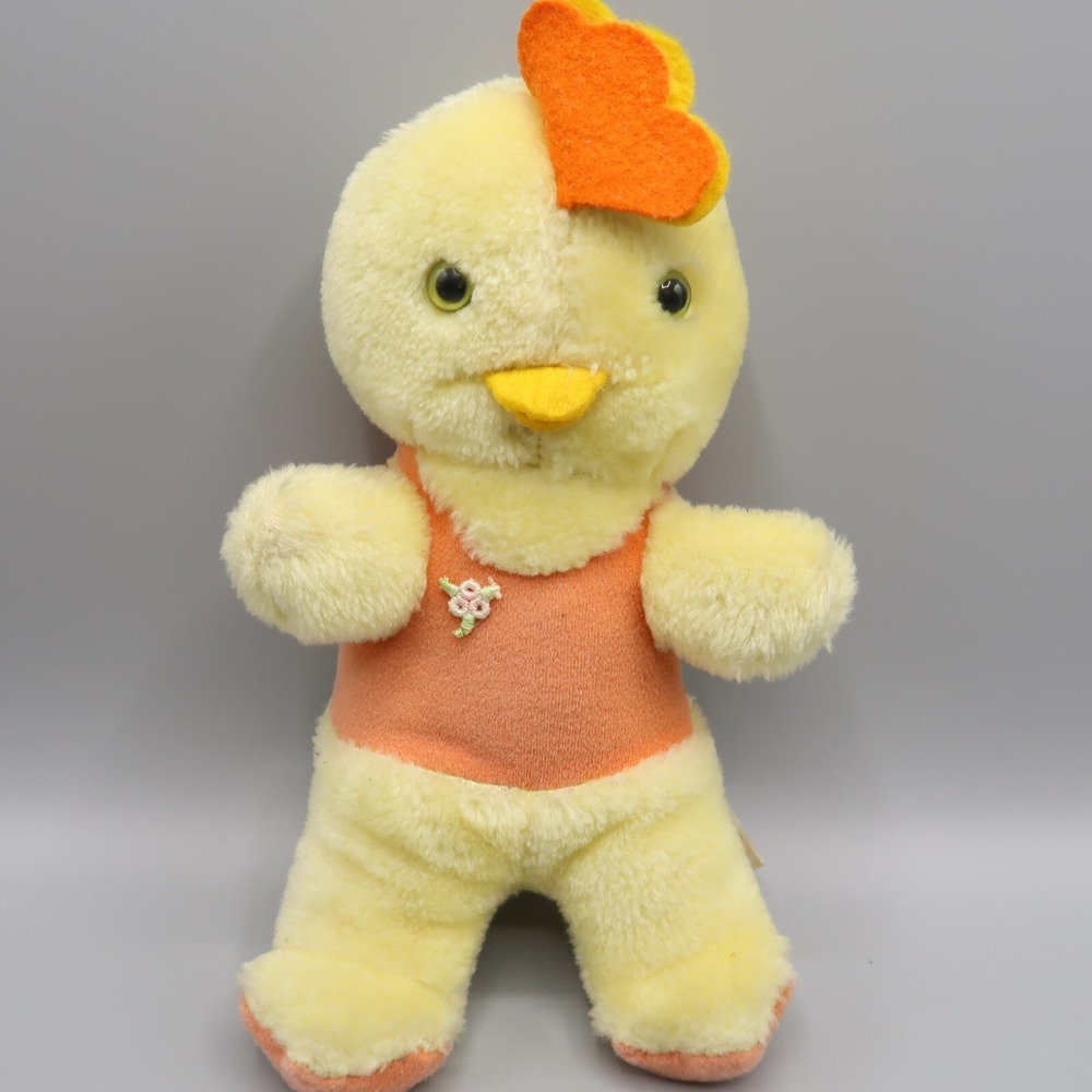 Vintage 10" Knickerbocker Yellow Duck Bird Plush Stuffed Animal